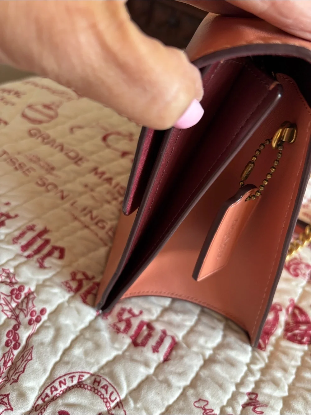 Coach Leather Top-Handle Satchel with Butterfly- Dusty Rose/Burgundy Accents - Picture 15 of 16